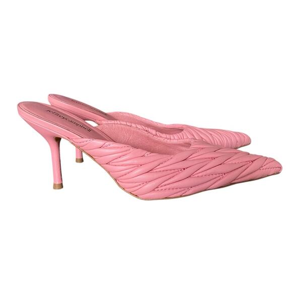 Jeffrey Campbell Copin Pleated Padded Mid Heel Pink Leather Mule size 9 NWOB - Picture 3 of 12